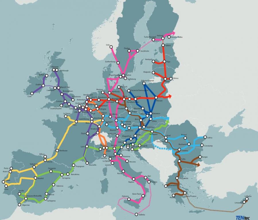 Unijne korytarze transportowe bez polskiej kolei dużych prędkości