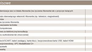 Cennik serwisowy UPC