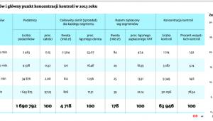 Stratyfikacja podatników i główny punkt koncentracji kontroli w 2013 roku